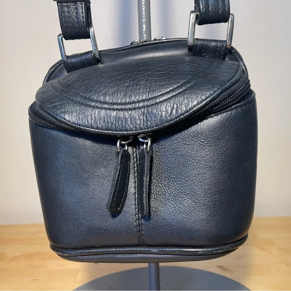 LATICO Black Leather Crossbody Organizer Bag RFID Wallet Travel Messenger Purse